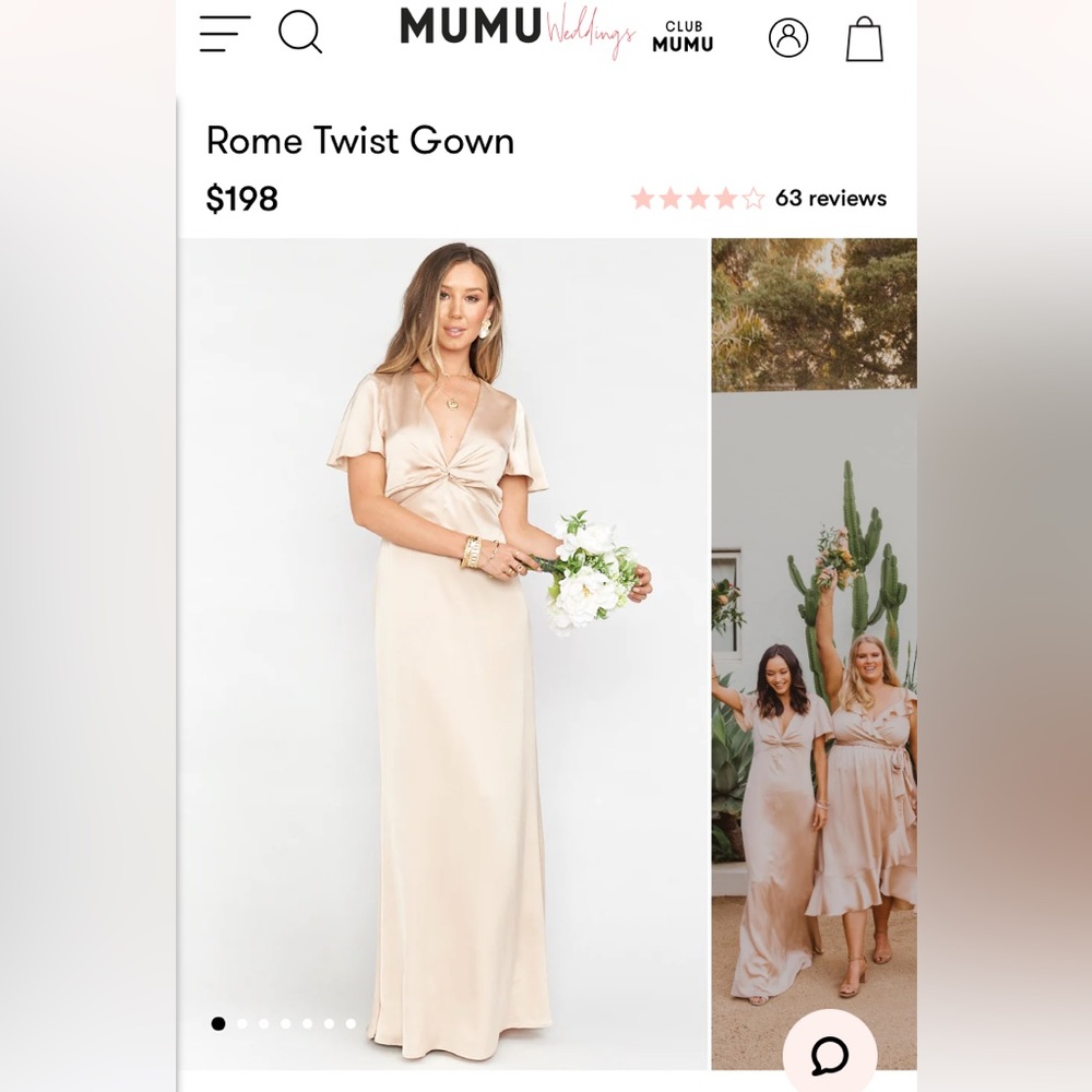 Show Me Your Mumu Rome Twist Gown in Champagne Luxe Satin XXS